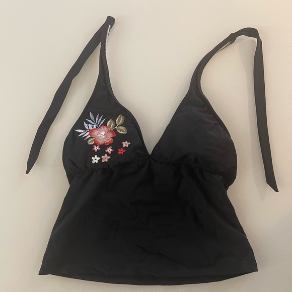 Black Embroidered Bikini Top Sz 10 - Picture 3 of 15
